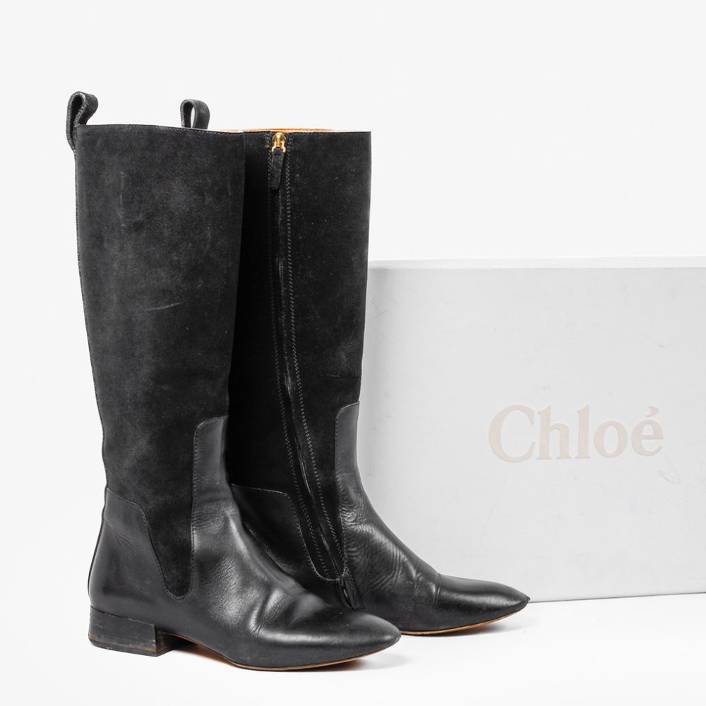 Chloe Dory Black Tall Flat Riding Boots